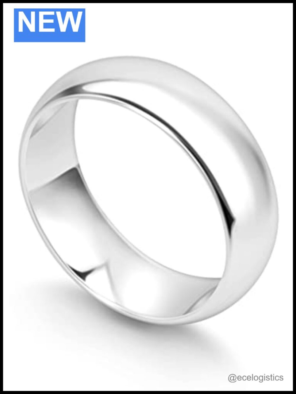 925 Sterling Silver Wedding Band Comfort Fit Dome Ring Gift Box